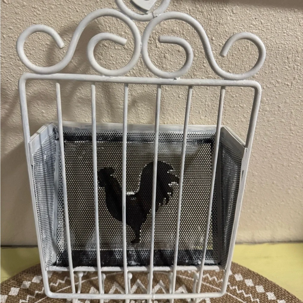 White Rooster Wall Organizer for keys, jewelry, kitchen